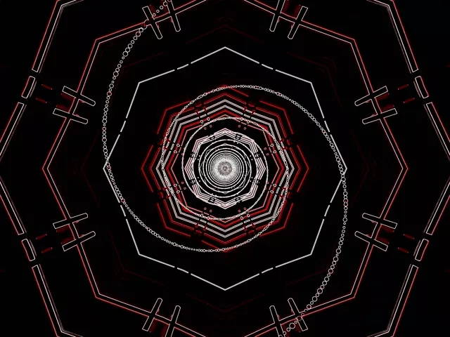 Neon Tunnel Roter Oktagon Wirbel Bildschirmschoner 4:3 Classic 60fps VJ Loop