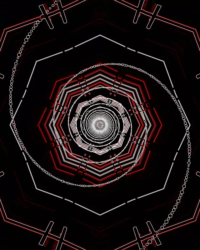 Neon Tunel Crveni Oktagon Vrtlog VJLoops 4:5 Instagram 60fps Čuvar Ekrana