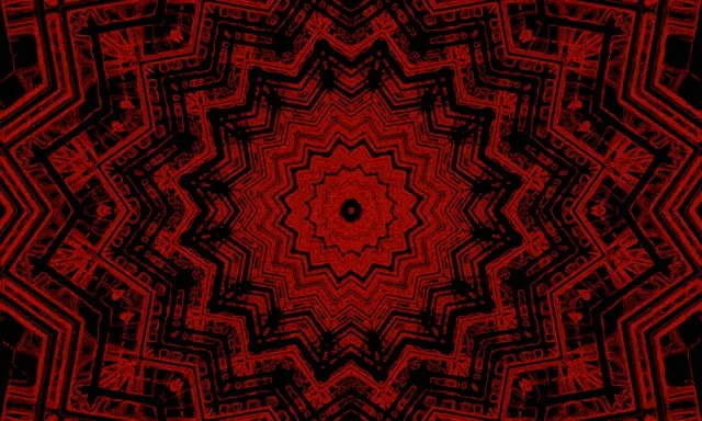 Rød Fraktal Kaleidoskop Neon Tunnel VJLoops 5:3 Bred 60fps Pauseskærm