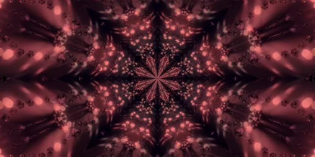 Vj loop Neon Tunnel Dark Floral Kaleidoscope 2:1 Univisium 60fps Screensaver