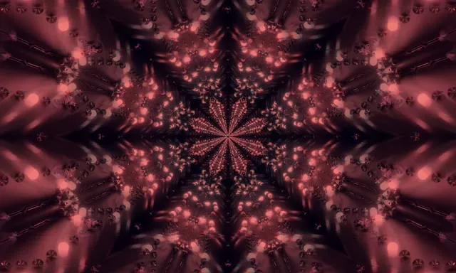 Vj loop Neon Tunnel Dark Floral Kaleidoscope 5:3 wide 60fps Screensaver