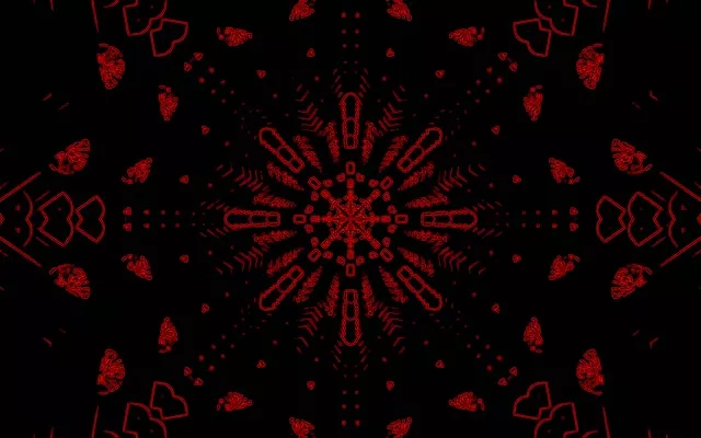 Rød Fraktal Kaleidoskop Neon Tunnel VJ Loop 16:10 MacBook 60fps Pauseskærm