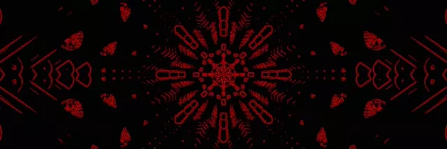 แดง Fractal Kaleidoscope อุโมงค์นีออน Vj Loop 3:1 Triple Wide 60fps Screensaver