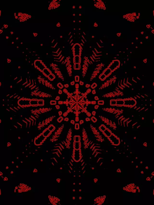 Crveni Fraktal Kaleidoskop Neon Tunel VJ Loop 3:4 iPad Portrait 60fps Screensaver