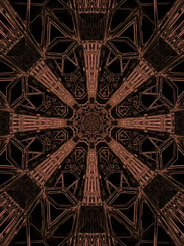 Měděný Fraktální Kříž Neonový Tunel VJ Loop 3:4 iPad Portrait 60fps Spořič Obrazovky