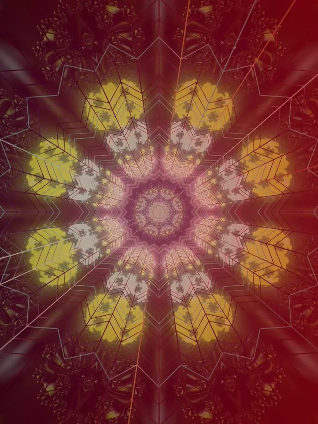 Crimson Star Mandala Neon Tunnel VJ Loop 60fps 3:4 iPad Portrait Screensaver