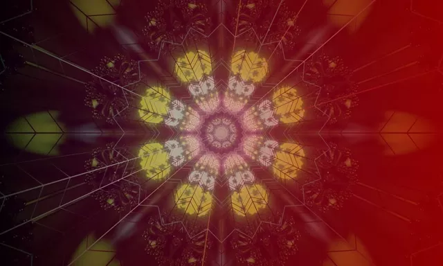 Vj loop Neon Tunnel Red Fractal Star 5:3 wide 60fps Screensaver