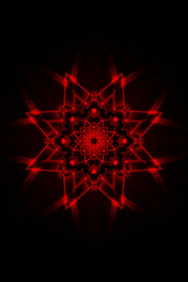 แดง Fractal Kaleidoscope อุโมงค์นีออน 2:3 Photo Portrait 60fps Screensaver Vj Loop