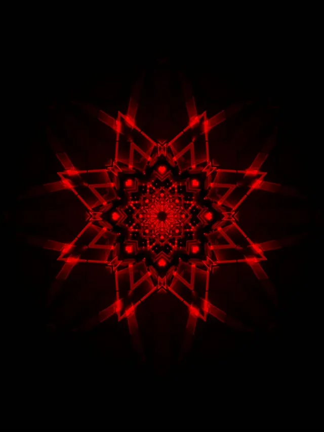 Red Neon Tunnel Kaleidoscope Star Vj Loop 3:4 iPad Portrait 60fps Screensaver