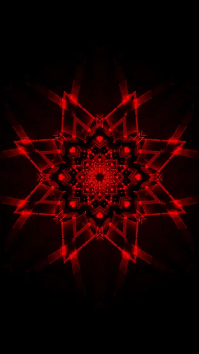 Neon Tunnel Red Fractal Kaleidoscope 9:16 Reels 60fps Screensaver Vj Loop