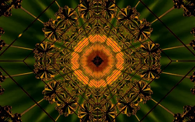 Orange Neon Tunnel Infinite Diamond Vortex VJ Loop 60fps 16:10 MacBook Screensaver