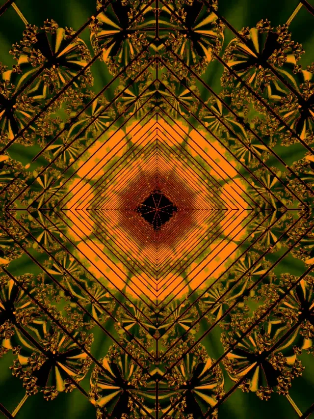 Túnel de Neó Taronja Vòrtex de Diamant en Espiral VJLoops 3:4 iPad Portrait 60fps Estalvi de Pantalla