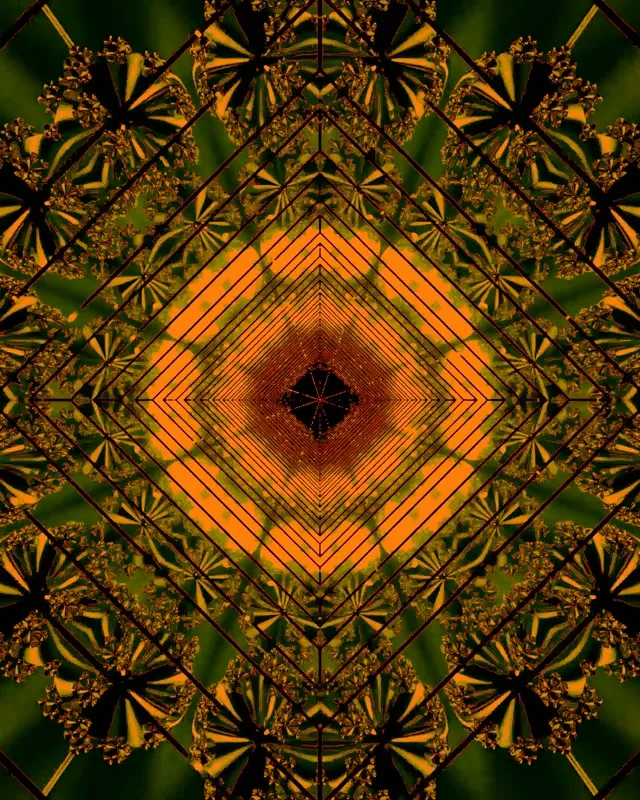 Túnel Neón Laranxa VJ Loop | Vórtice Diamante Espiral 4:5 Instagram 60fps Protector