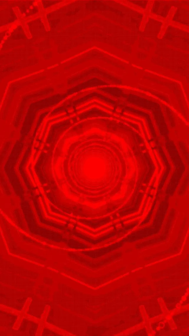 Red Neon Tunnel Spiraling Octagon Vortex Vj Loop 9:16 Reels 60fps Screensaver