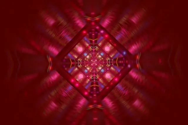 Tonnála Soilsitheach Kaleidoscóp Diamant Dearg VJ Loop 3:2 Dromchla 60fps Scáileánaí