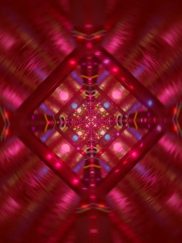 Túnel Neón Rojo Caleidoscopio de Diamantes VJ Loop 3:4 iPad Retrato 60fps Protector de Pantalla