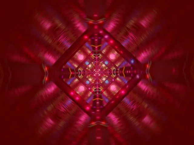Neon Tunnel Red Diamond Kaleidoscope VJ Loop 4:3 Classic 60fps Screensaver