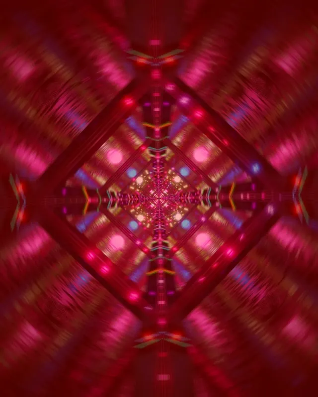 Neon Tunnel Red Diamond Kaleidoscope VJ Loop 4:5 Instagram 60fps Screensaver