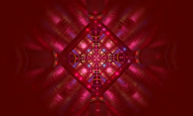 Terowong Neon Kaleidoskop Berlian Merah VJ Loop 5:3 Lebar 60fps Penjaga Skrin