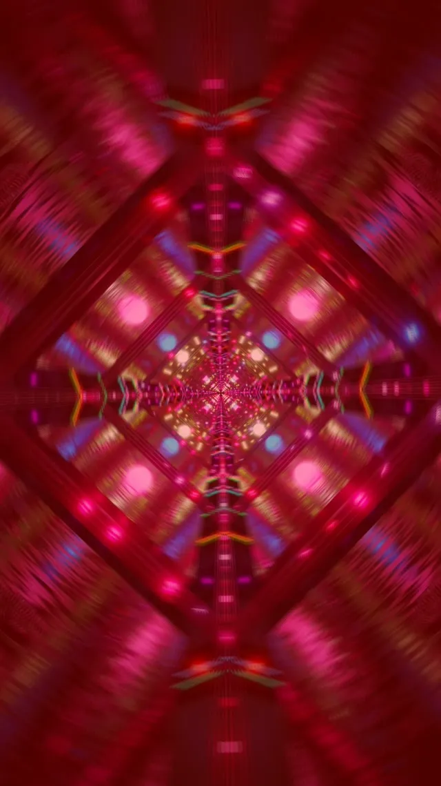 Neon tunel kaleidoskop diamant VJ Loop 9:16 Reels 60fps Spořič