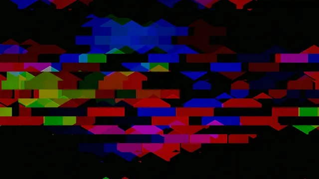 Digital abstraction with colorful patterns on a dark background