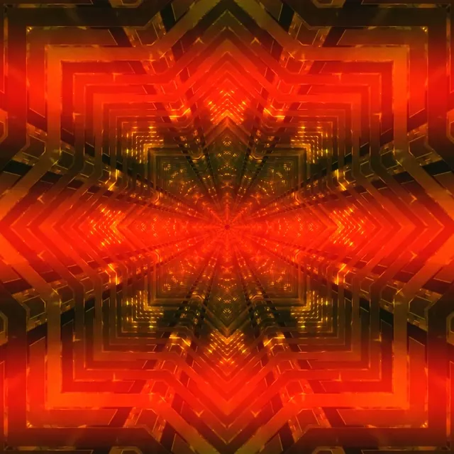 Fiery Fractal Star Neon Tunnel Vj Loop 1:1 Square 60fps Screensaver