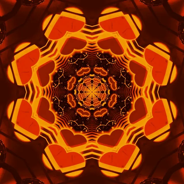 Vj loop Neon Tunnel Fiery Kaleidoscope Star 1:1 Square 60fps Screensaver