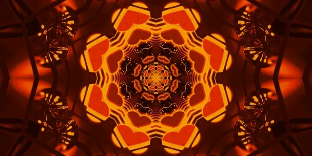 Vj loop Neon Tunnel Orange Fractal Kaleidoscope 2:1 Univisium 60fps Screensaver