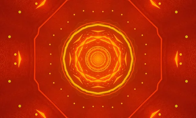 Neon Tünel Ateşli Oktagon Girdap VJ Loop 5:3 Geniş 60fps Ekran Koruyucu