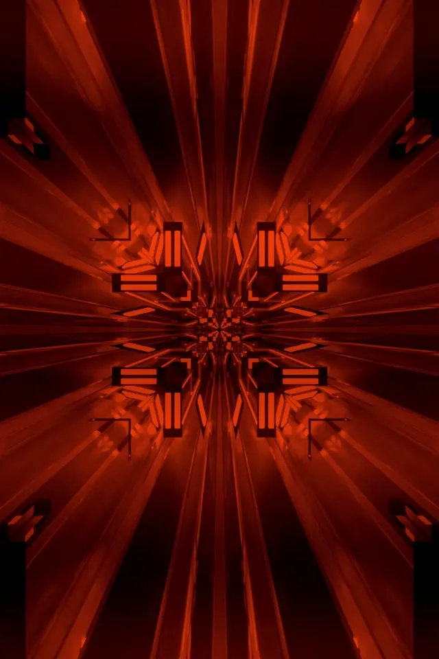 Gorri Fraktal Kaleidoskopoa Neon Tunela Vj Loop 2:3 Photo Portrait 60fps Pantaila-babeslea