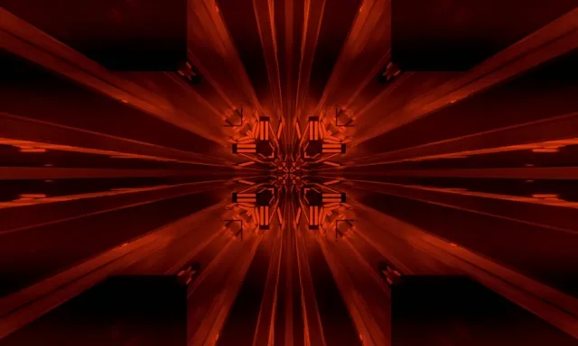 VJ Loop Rød Fraktal Kaleidoskop Neon Tunnel 5:3 Bred 60fps Pauseskærm