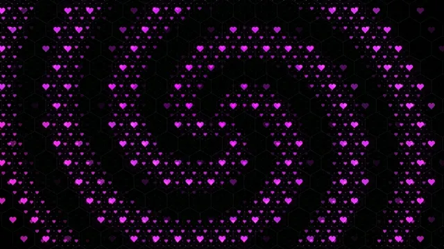 Floating Pink Hearts on Black Background 4K