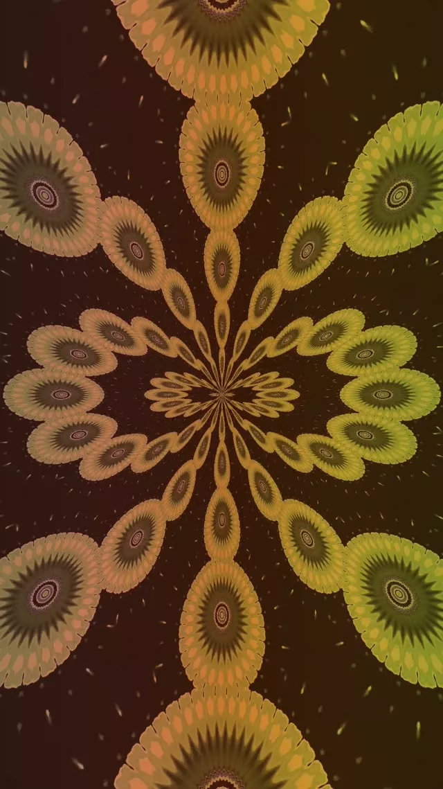 Fractal Sunflower Neon Tunnel 9:16 Reels 60fps VJ Loop Screensaver