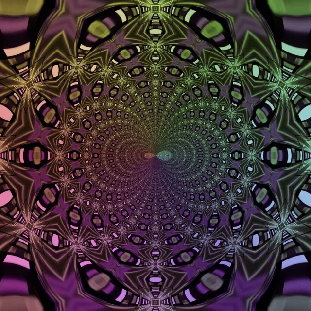 Vj loop Neon Tunnel Fractal Kaleidoscope Eye Grid 1:1 Square 60fps Screensaver