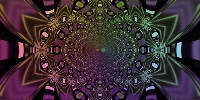 Neon Tunnel Fractal Kaleidoscope VJ Loop 2:1 Univisium 60fps Screensaver