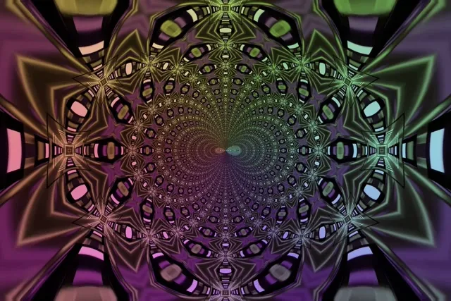 Neoninė Tunelis Fraktalinis Kaleidoskopas 3:2 Surface 60fps Screensaver Vj Loop