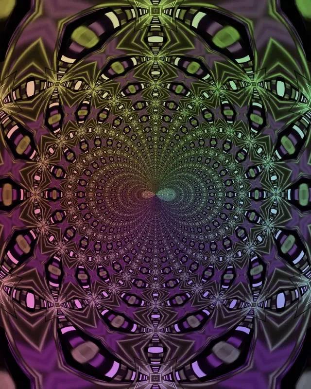 VJLoops Neon Tunel Fraktalno Oko Mandala Zelena Roze 4:5 Instagram 60fps Čuvar ekrana