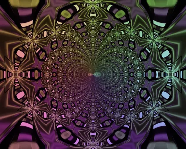 Túnel Neón Caleidoscopio Fractal VJLoops 5:4 Industrial 60fps Protector Pantalla