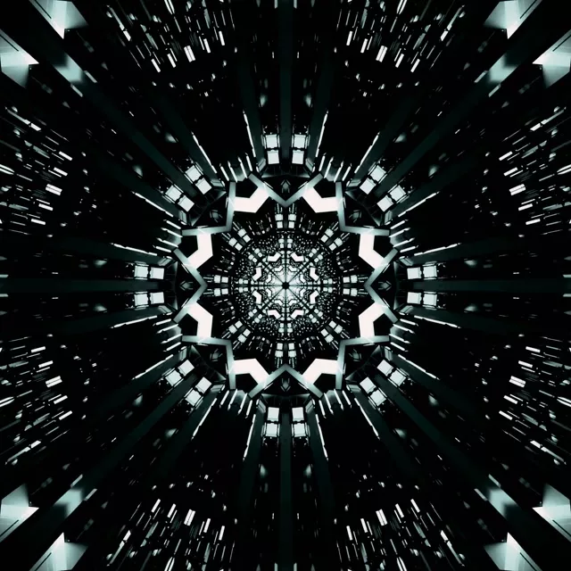 Neon Tunnel Kaleidoscope Star Burst VJ Loop 1:1 Square 60fps Screensaver