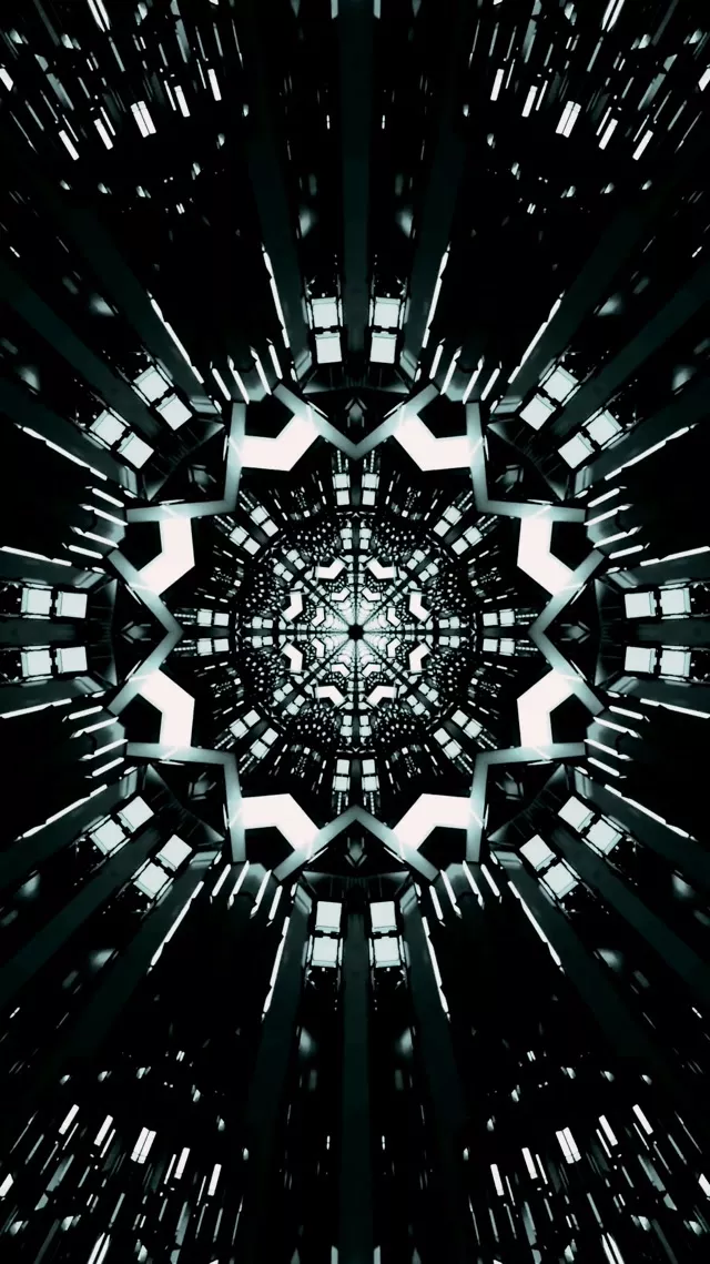 Neon Tunnel Kaleidoscope Star Burst VJ Loop 9:16 Reels 60fps Screensaver