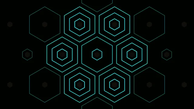 Geometric design with hexagons on a black background