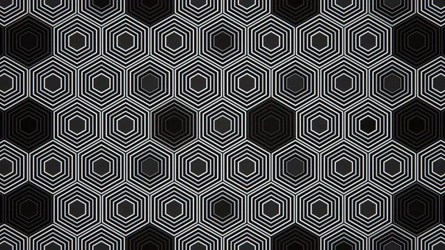 Geometric pattern with black and white hexagons on surface