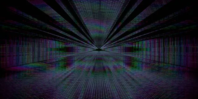 Glitch Neon Tunnel VJ Loop 2:1 Univisium 60fps Screensaver RGB Grid