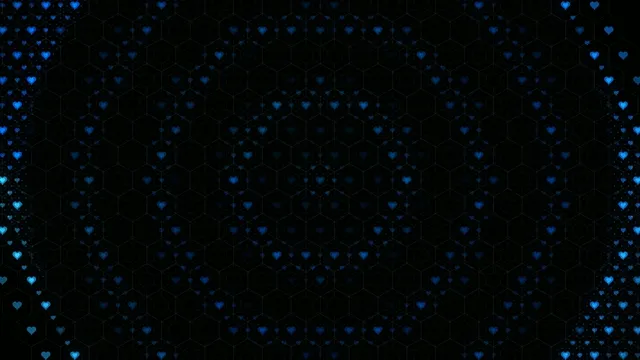 Glowing blue hearts 4K seamless looping motion background