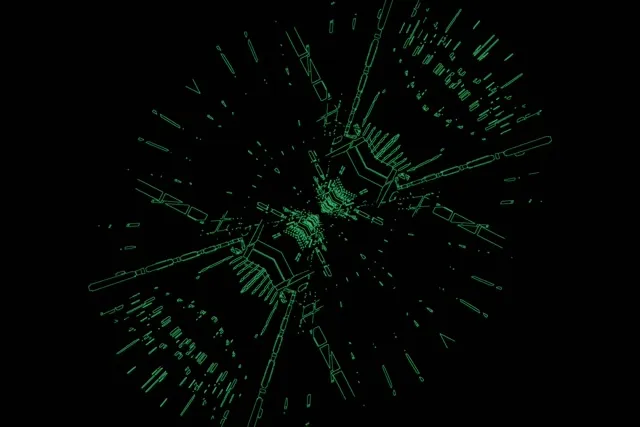Túnel Neón Verde Wireframe Spider Burst VJ Loop 3:2 Surface 60fps Protector de Pantalla