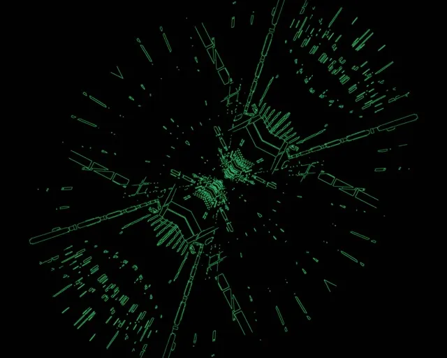 Neonový tunel zelený obvod výbuch Vj Loop 5:4 průmyslový 60fps spořič obrazovky