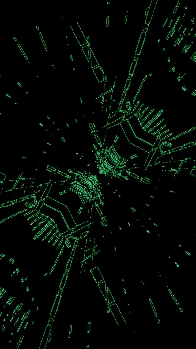 تونل نئونی سبز مدار Burst VJ Loop 9:16 Reels 60fps Screensaver