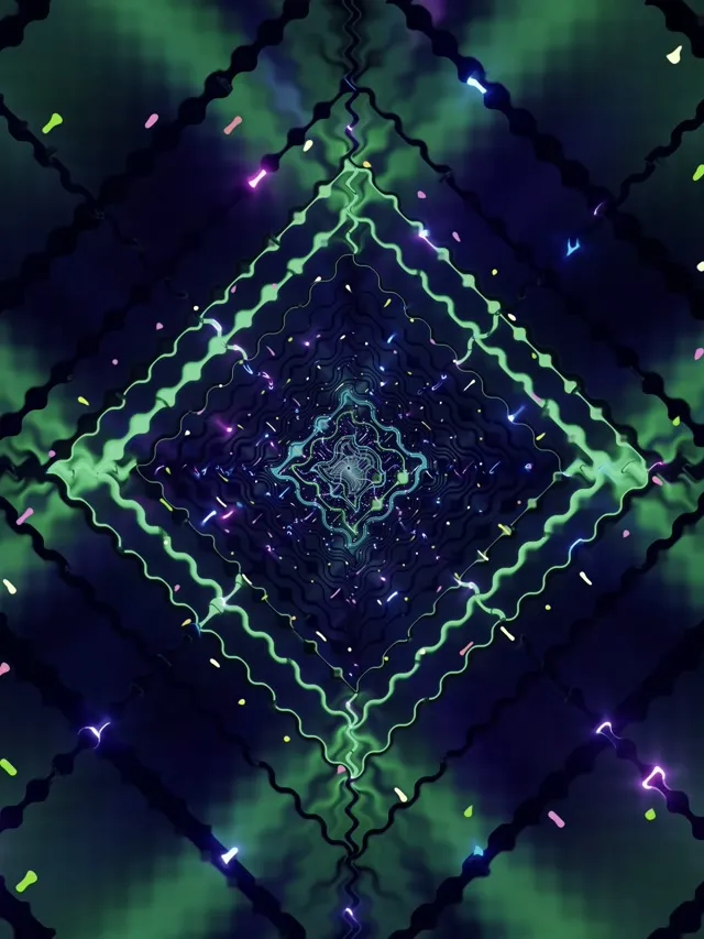 Túnel Neón Diamante Verde Vórtice VJLoops 3:4 iPad Retrato 60fps Salvapantallas