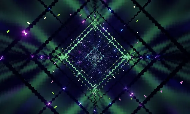 Terowong Neon Pusaran Berlian Beralun VJ Loop 5:3 Lebar 60fps Penyelamat Skrin