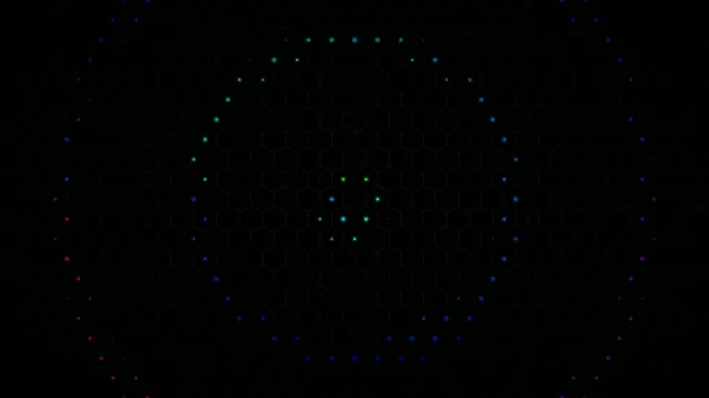 Glowing Network Nodes on Dark Hexagonal Grid
